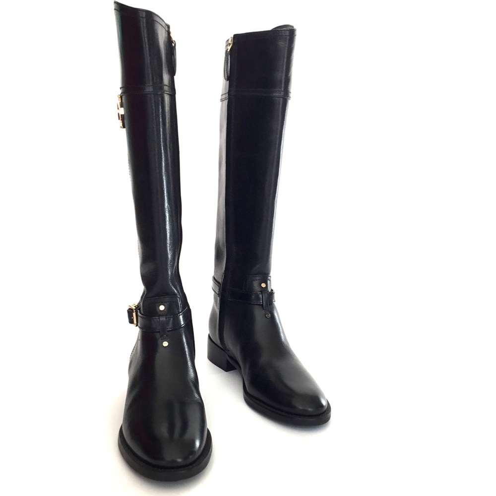 Tory Burch Eloise Riding Boots gold emblem size 7M - Picture 4 of 8